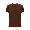 thumbnail image 4 of Vivianyo HD Casual Women's Summer Short Sleeve T-Shirt Fashion Women's Casual Tops Solid Blouses Button Shirts Short Sleeve V Neck T-shirt, 4 of 5