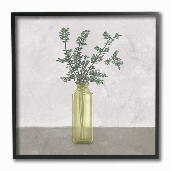 Stupell Industries Plant in Vase Neutral Grey Design Graphic Art Black Framed Art Print Wall Art, 12x12, by Ziwei Li