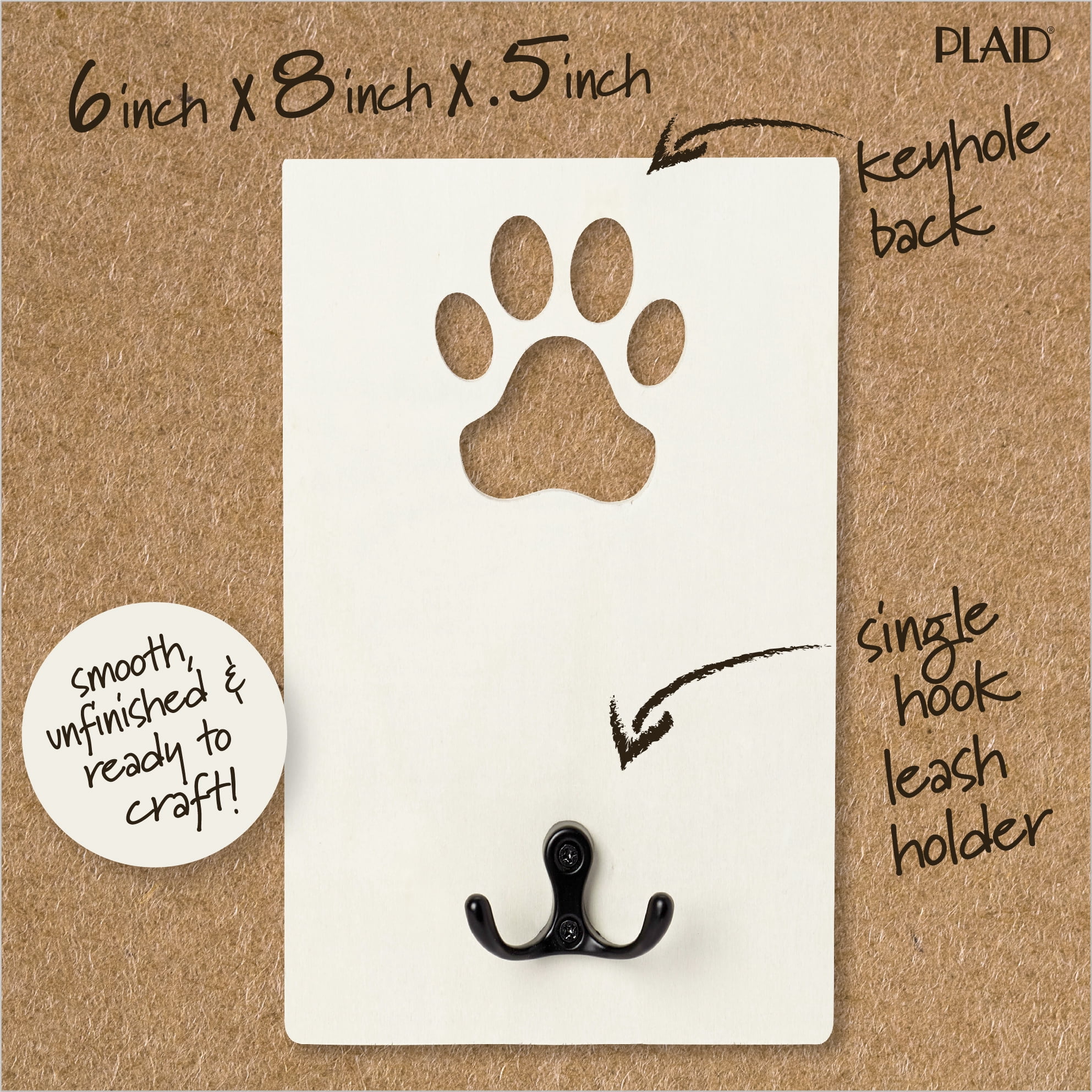 (3 pack) Plaid Wood Surfaces Pet Leash Holder