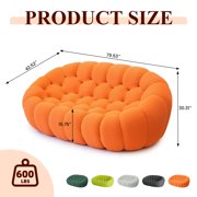 80 Bubble Couch Modern, Oversized Curved Couches, Lazy Floor Sofa, Orange Bubble Couch,Upholstered Comfy Mesh Fabric 3D Honeycomb Shape Loveseat Couches for Living Room,Office,Apartment, 2-Seater
