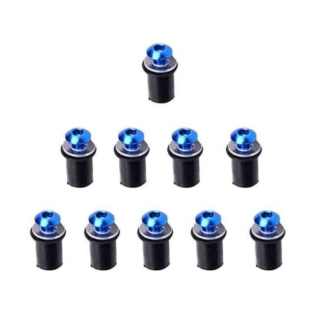 Universal 10PCS Motorcycle CNC Windscreen Windshield Bolts Screw Rubber Wellnuts Motorcycle Nut Fastener Kit Motorbike Mounting Nuts Automobile