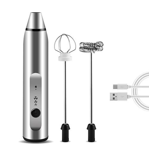 Espumador de leche eléctrico, mezclador de espuma, Varita de espuma de bebida de café, USB 3 en 1, Espumador de mano portátil, recargable, alta velocidad de huevo