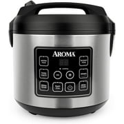 Aroma Housewares 20 Cup Cooked (10 cup uncooked) Digital Rice Cooker, Slow Cooker, Food Steamer, SS Exterior (ARC-150SB),Black