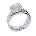 Pompeii3 1 1/4ct Diamond Engagement Cushion Halo Wedding Ring Trio Set