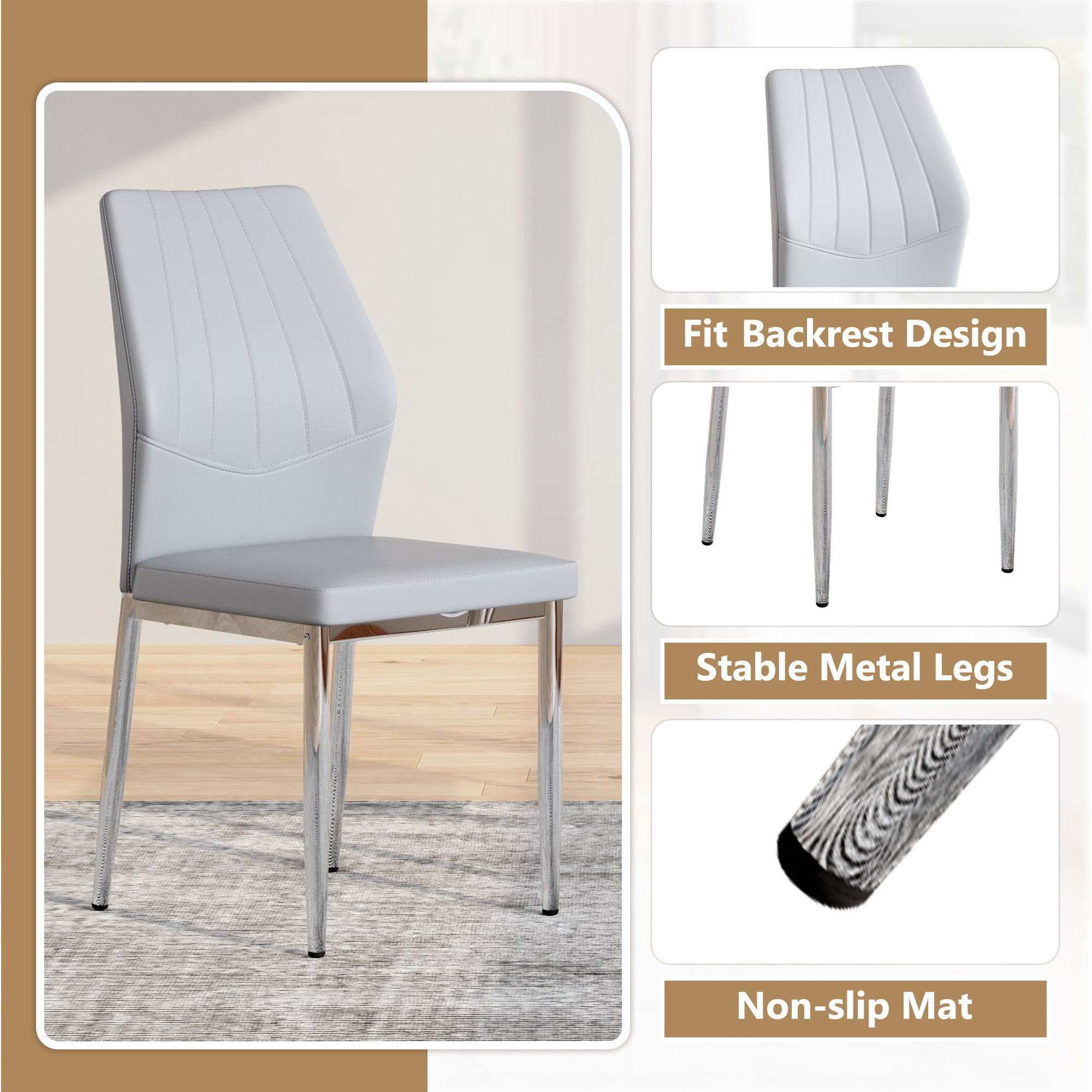 Sailvan Dining Chairs - 37 Inch Ergonomic PU Backrest