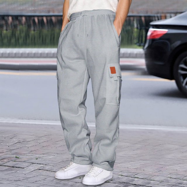 Men's Casual Utility Joggers Comfortable Solid Color Work Pants with Multiple Pockets for Outdoor and Daily Wear