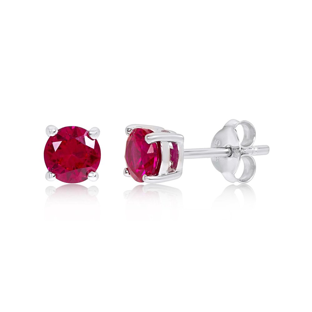 Unbrand Sterling Silver Created Ruby Gemstone Stud Earrings Walmart