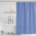 thumbnail image 4 of Navy Blue Stripe Waterproof Fabric Shower Curtain,Modern White Vertical Striped Geometric Waterproof Fabric Shower Curtain for Bathroom Curtains Bathtubs Shower Curtains with 12 Hooks Stall 48x72in, 4 of 8