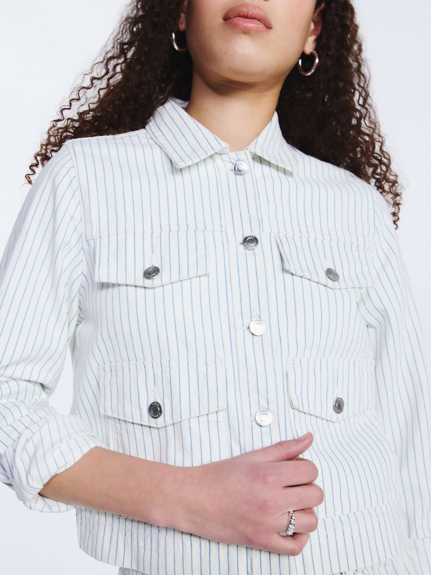 Free Assembly Women's Striped Denim Jacket, Sizes XS-XXL