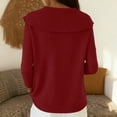 thumbnail image 4 of Long Sleeve Sweaters for Women Shawl Collar Knit Top Casual Loose Pullover Wine XL, 4 of 5