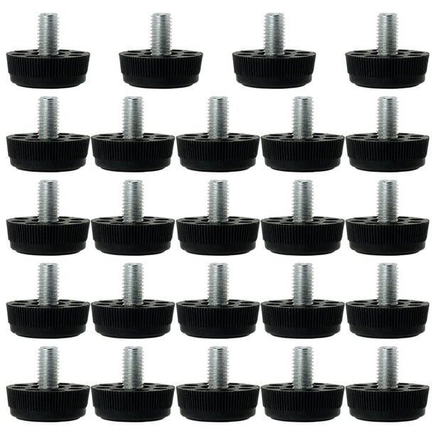 M8 x 13 x 30mm Patas de deslizamiento ajustables para muebles, niveladores, protectores de suelo para patas de mesa de hogar y restaurante, 24 piezas