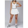 thumbnail image 4 of PISONIC Womens Tennis Golf Dress with Built-in Bra Shorts Racerback Color Block Pleated Hem Athletic Dresses with Pockets, 4 of 7
