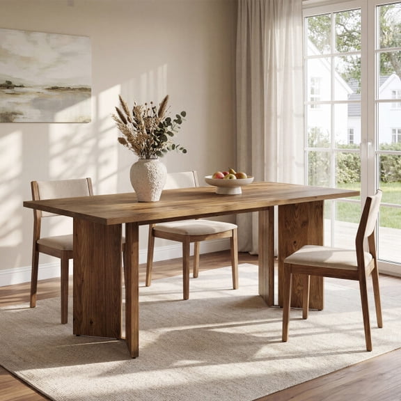Tribesigns 63-Inch Long Dining Room Table, Solid Wood Kitchen Table