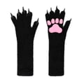 thumbnail image 1 of Guantes de peluche con forma de garra de gato, ideales para Halloween, cosplay, para hombres, mujeres, carnaval, adultos y adolescentes. Negro, 1 of 9