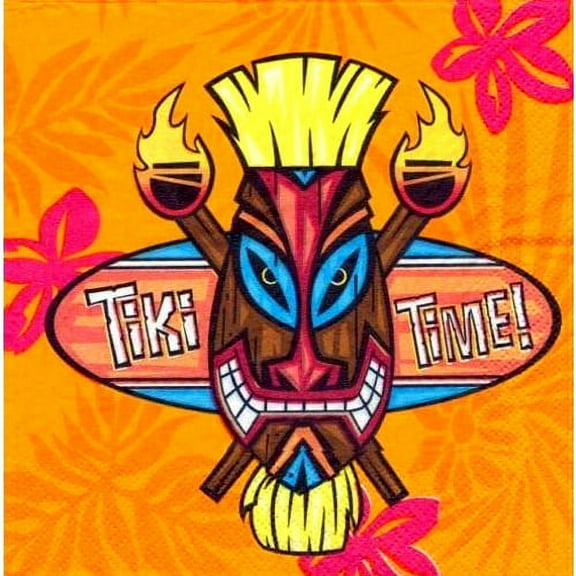 Hawaiian Luau 'Tiki Time' Lunch Napkins (16ct)