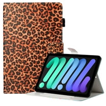 Allytech iPad mini 6 Case, iPad mini 6 8.3-Inch Case, PU Leather Multi Angle Stand Smart Cove with Auto Sleep Wake Pencil Holder Shockproof Protective Case for Apple iPad mini 6th Gen, Leopard Print