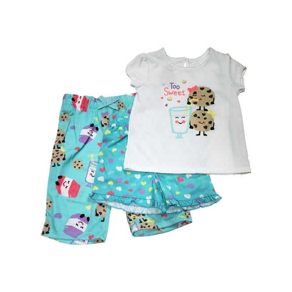 Joe Boxer Infant & Toddler Girls Too Sweet Cookie Heart 3 Pc Pajama PJ Set 2T