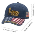 thumbnail image 4 of 250 Anniversary USA Hat 250Th Birthday 1776-2026 Embroidered Distressed Denim Cap Adjustable Baseball Cap for Women Men #02 Blue, 20cm, 4 of 6