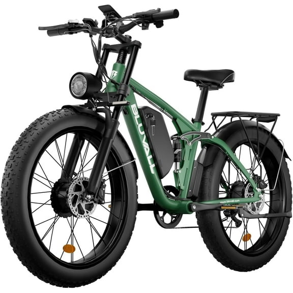 Fat Tire E-bike 2000W Ebike for Adults, 52V 22.4AH Battery Dual Motor 26" Full Suspension Electric Bicycles 35MPH AWD Mountain E Bike Hydraulic Brakes