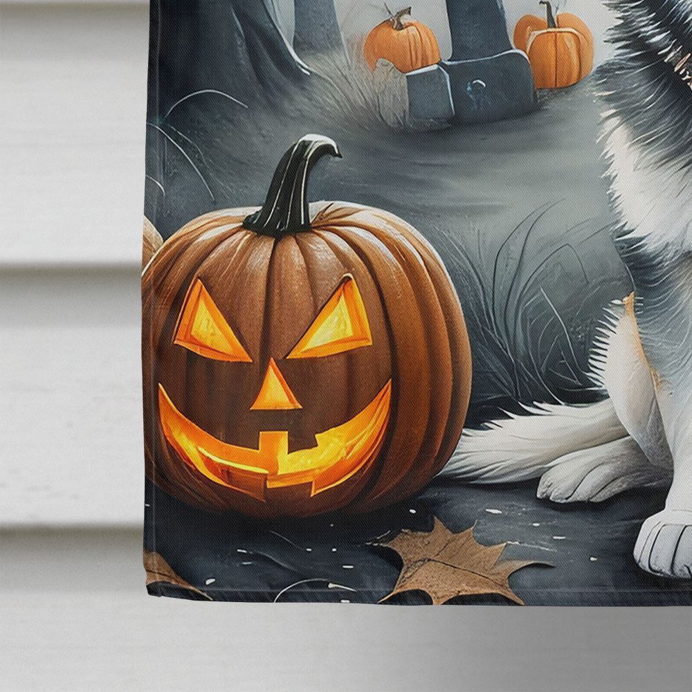 Halloween Alaskan Malamute Dog House Flag 28x40IN Double-Sided Polyester Decorative Sleeve Pole Flag for Outdoor Home Garden