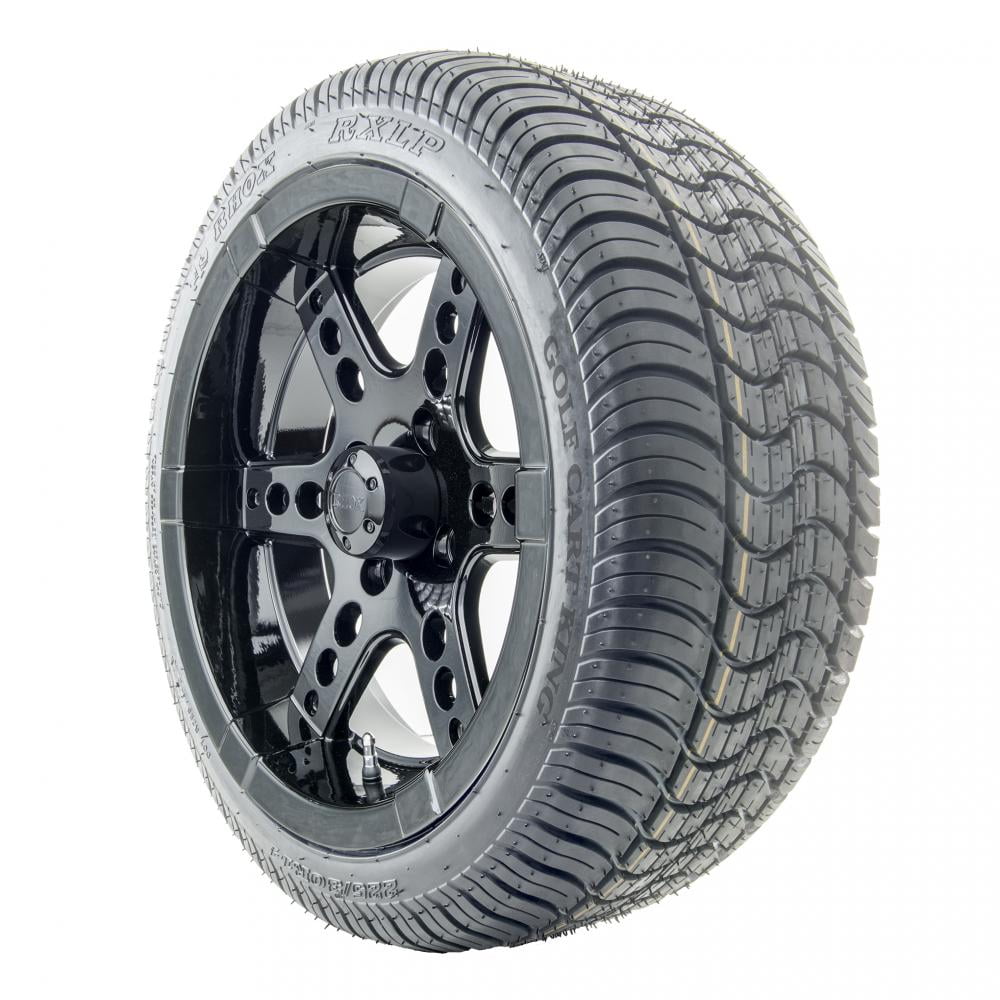 Golf Cart Wheels and Tires 14" RHOX RX262 Black w/ Low Pro Tires