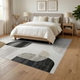 thumbnail image 3 of ODIKA 6'x9' Beige Abstract Designer Neutral Brushstroke Contemporary Ivory Washable Area Rug None for Queen Size Bedroom, Under Bed, Master Suite, Easy Care, Non-Shedding, 3 of 7