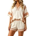 thumbnail image 5 of KKBOTIVE Short Sets for Women 2 Piece V Neck Summer Vacation Outfits for Women Boho Beach Matching Sets Casual Resort Wear Outfits 2026 Light Yellow XXL, 5 of 5