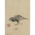 thumbnail image 2 of Katsushika Hokusai 18x24 Gold Ornate Framed and Double Matted Museum Art Print Titled - A Bird, Possibly Crow or Raven, Facing Left, Standing Among Leaves with Head Cocked as Though Looking, 2 of 4