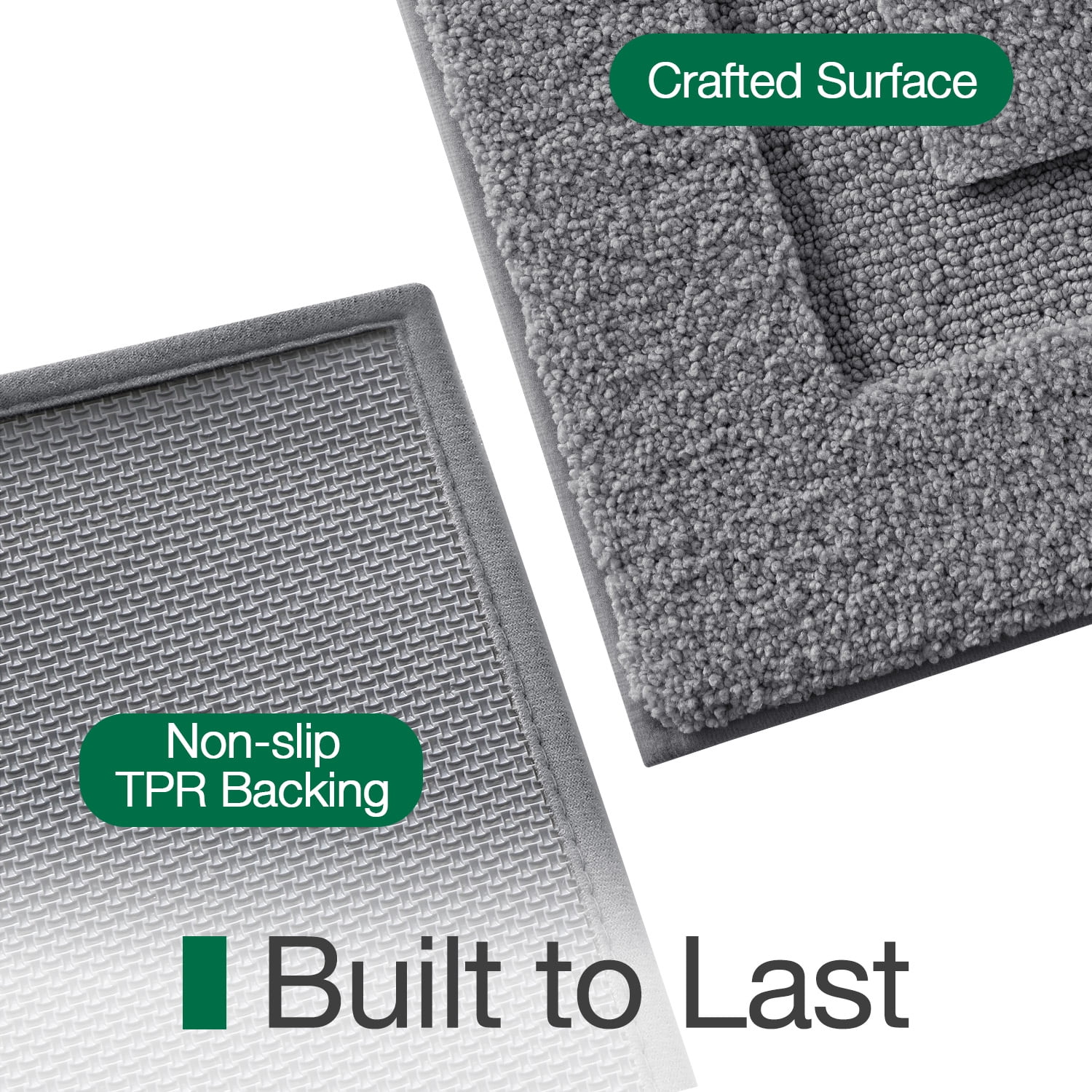 FRABE Non Slip Bathroom Rug with Rubber Backing, Ultra Absorbent Quick Dry Microfiber Bath Mat, Machine Washable, Dark Grey, 24"x36"