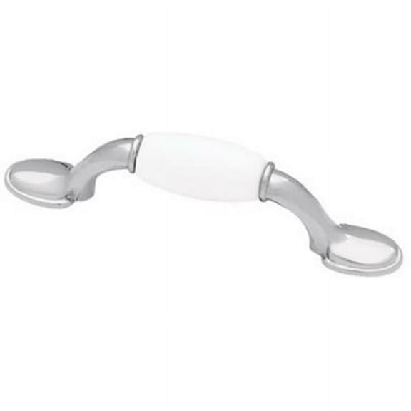 Liberty Hardware P50011H-CHW-C5 5 in. Chrome & White Spoon Foot Pull