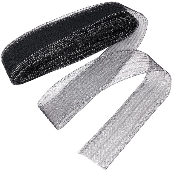 Polyester Mesh Fabric for Dress Costumes Decoration Black 55~60mm 25 yard/pc