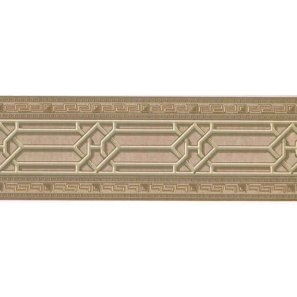 Concord Wallcoverings Wallpaper Border Roman Pattern Lines Geometric Design for Bedroom Living Room, Beige Brown, 15 Feet by 7 Inches VO4506B
