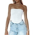 thumbnail image 5 of Biekopu Women Short Vest Tops, Sleeveless Strapless Off Shoulder Casual Party Irregular Hem Crop Shirt, 5 of 9