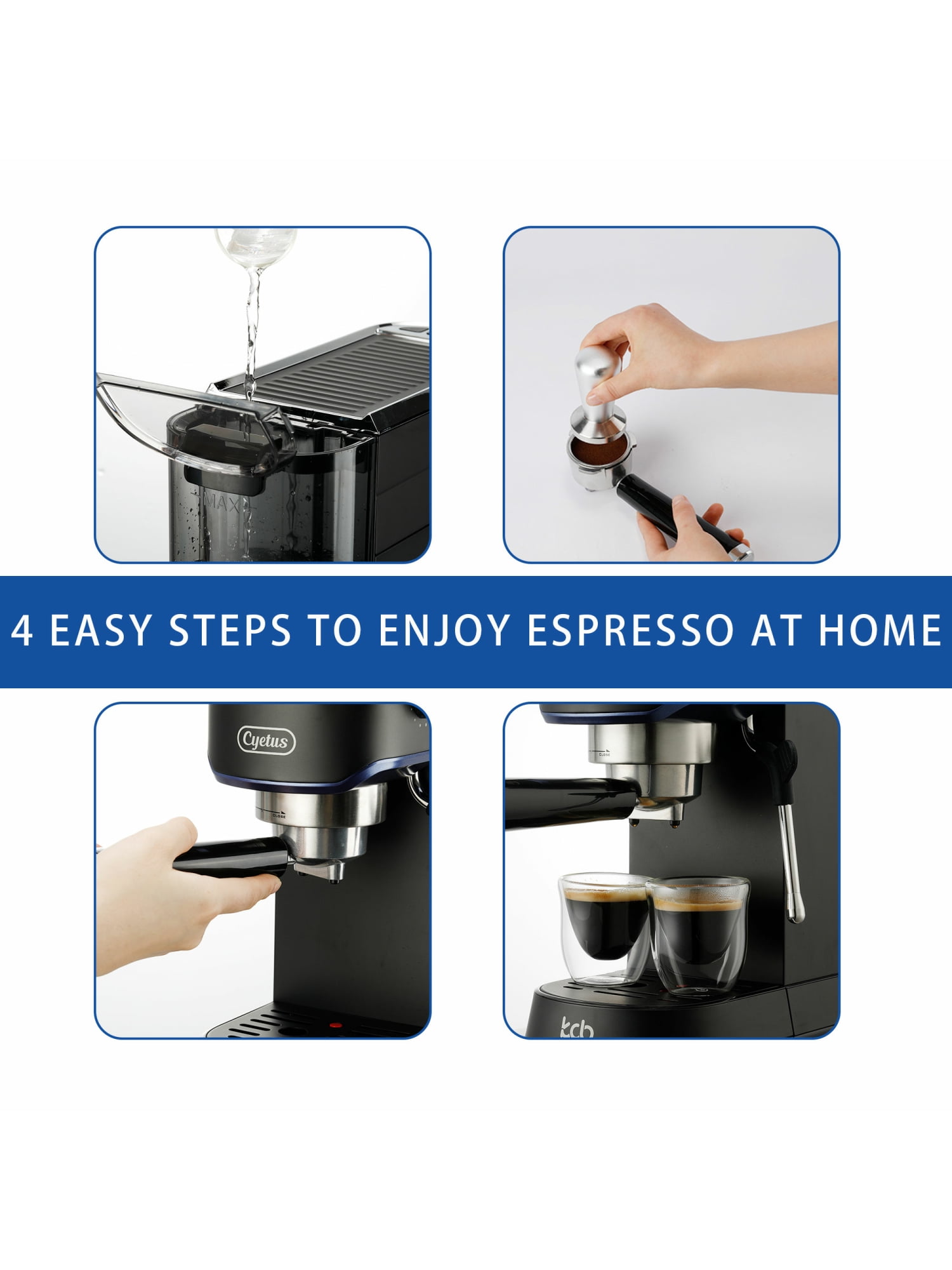 CYETUS Espresso Machine 20 Bar with Milk Frother Steam Wand, Compact Small  Coffee Machine for Home, Pressure Gauge, Barista Espresso Maker Latte