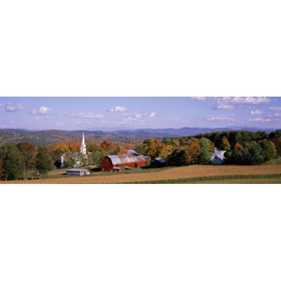 High angle view of barns in a field Peacham Vermont USA Canvas Art - Panoramic Images (18 x 6)