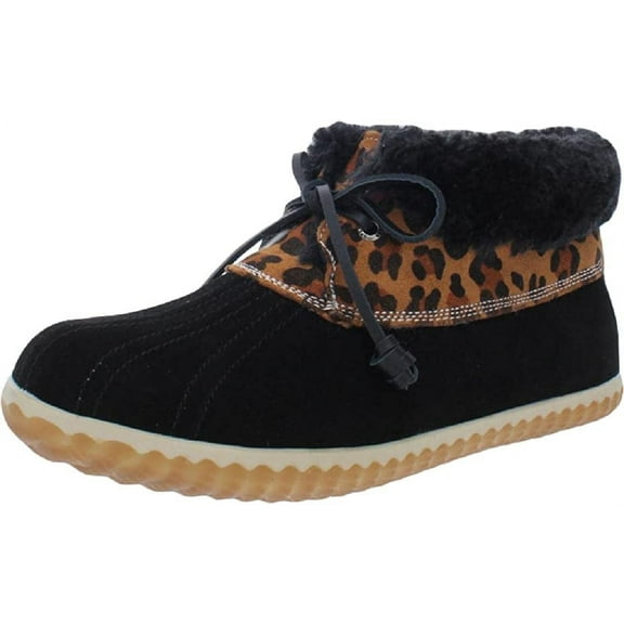 Sperry Women's Pile-Lined Duck Bootie, Black Leopard, 7 M US New