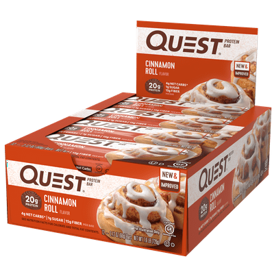 Quest Nutrition Cinnamon Roll Protein Bar, High Protein, Low Carb, Gluten Free, Keto Friendly, 12 Ct
