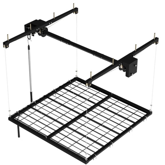 4x4 Ft Overhead Garage Ceiling Lifting Storage Rack, Heavy-Duty Adjustable Crank System with 350 LBS Load Capacity, Space-Saving Ceiling Storage Rack for Garage Organization