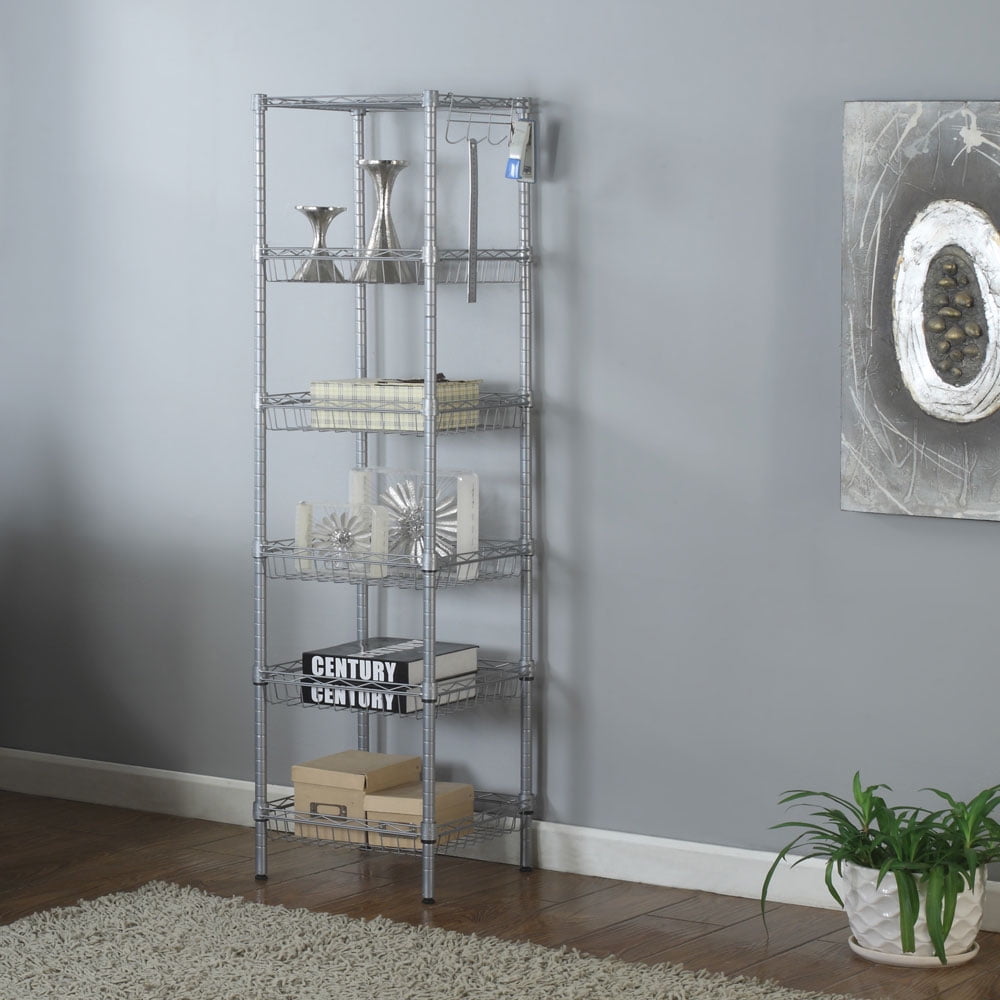 Kepooman 6-Tier Wire Shelving, Metal Storage Rack Durable Organizer, Silver Gray Kepooman 6-Tier Wire Shelving, Metal Storage Rack Durable Organizer, Silver Gray