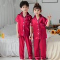 thumbnail image 1 of Pijamas de satén completo para niños, ropa de dormir para niños, traje de noche para niños, pijama de Navidad, Pijamas de seda, 5, 7, 9, 11, 13 años, primavera y otoño, 1 of 4