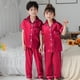thumbnail image 1 of Pijamas de satén completo para niños, ropa de dormir para niños, traje de noche para niños, pijama de Navidad, Pijamas de seda, 5, 7, 9, 11, 13 años, primavera y otoño, 1 of 4