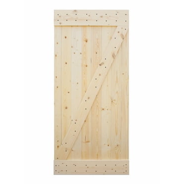 Calhome 38 in. x 84 in. Ready to Assemble Barn Interior Unfinished 100% Knotty Pine Wooden Sliding Door