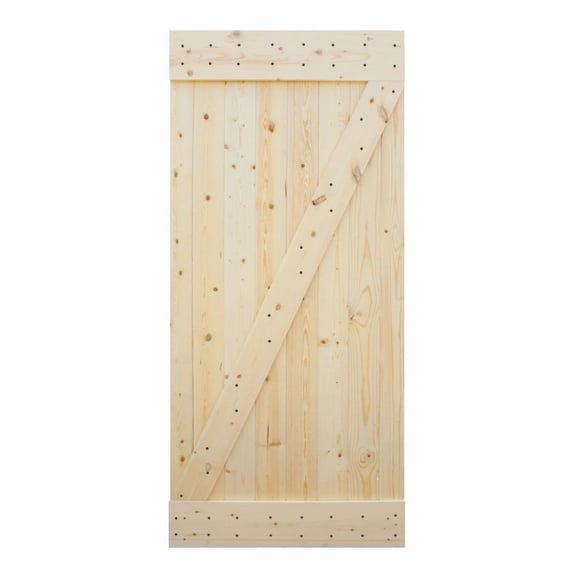 Calhome 38 in. x 84 in. Ready to Assemble Barn Interior Unfinished 100% Knotty Pine Wooden Sliding Door