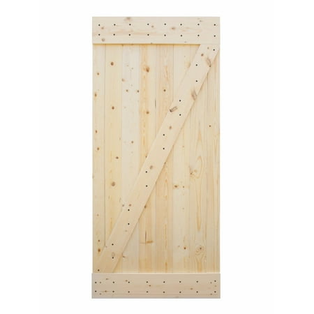Calhome 38 in. x 84 in. Ready to Assemble Barn Interior Unfinished 100% Knotty Pine Wooden Sliding Door