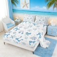 thumbnail image 2 of Manfei Blue White Starfish Seashell Bow Full Size Sheets for Kids Boys and Girls, Marine Animal Bed Sheets 4pcs, 1 Flat Sheet, 1 Fitted Sheet and 2 Pillowcases, 2 of 6