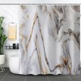 thumbnail image 5 of Juegos de baño de mármol con cortina de ducha, cortina de ducha de baño blanca dorada gris abstracta, cortina de ducha de mármol moderna, decoración de baño azul blanco gris, 5 of 5