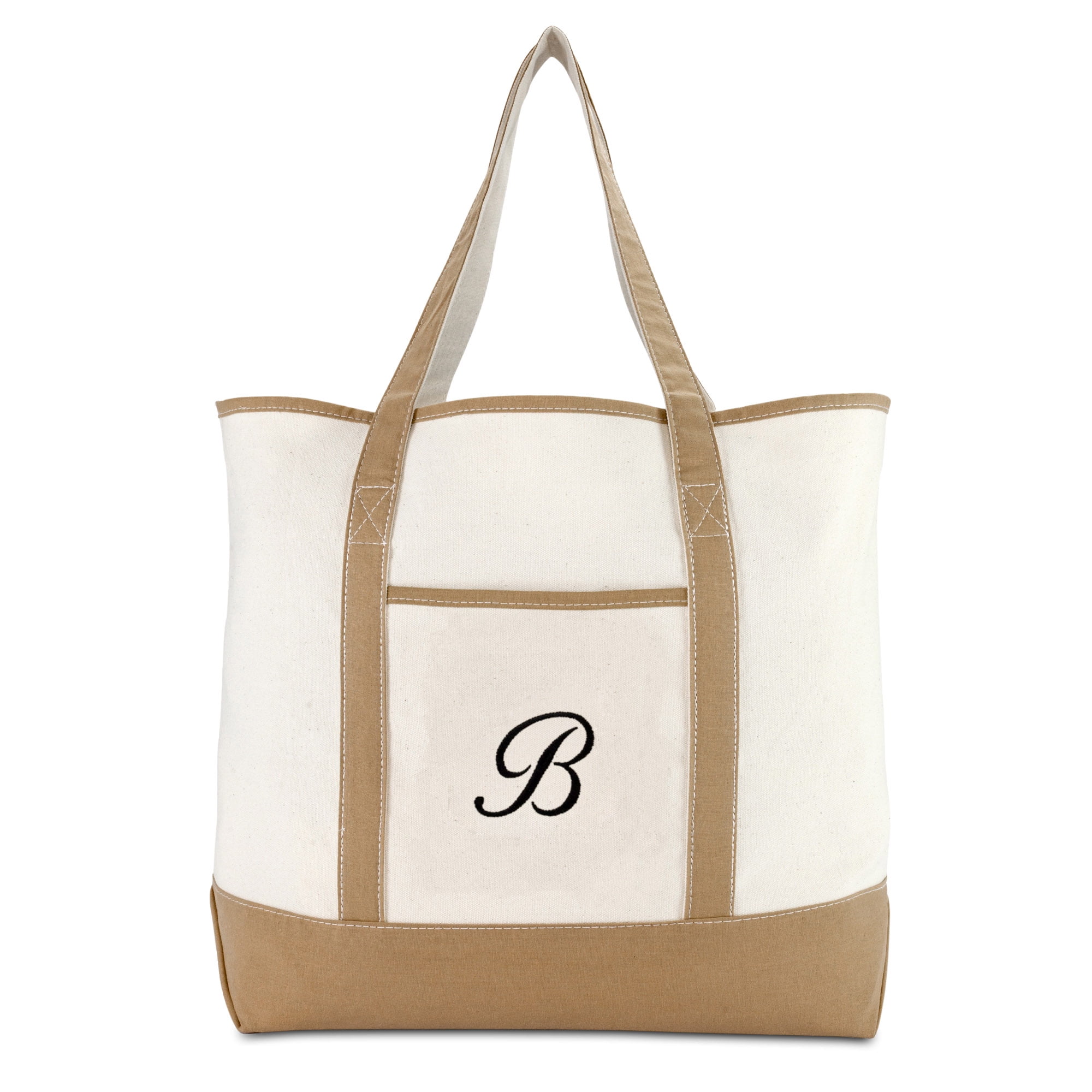 Dalix Medium Personalized Tote Bag Monogrammed Initial Letter - P Gray
