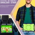 thumbnail image 6 of Kids Durable Handle Case for iPad mini 2021/mini 2024, Silicone PC Heavy Duty Protection [360 Rotating Ring Stand/Adjustable Shoulder Strap] Tablet Case Cover, Navyblue+Olivine, 6 of 8