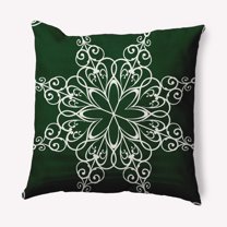 16" x 16" Simply Daisy Snowflake Polyester Accent Pillow, Dark Green (1 Count)