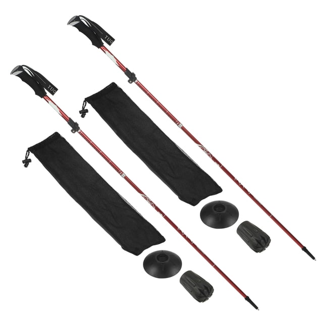 Uxcell Poteaux de Randonnée, Poteau de Randonnée Pliable 51 Pouces avec Panier à Boue, Lot de 2 Rouge